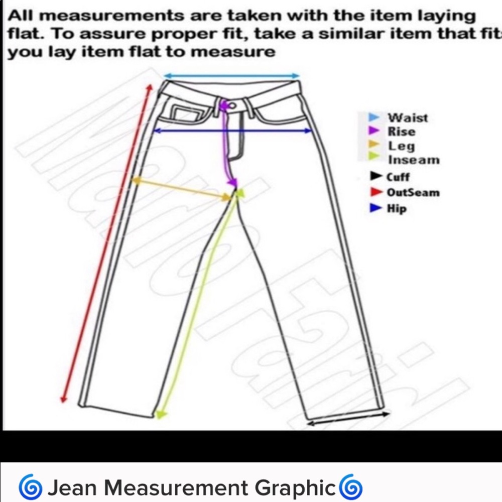 Jeans Measurement Graphic: